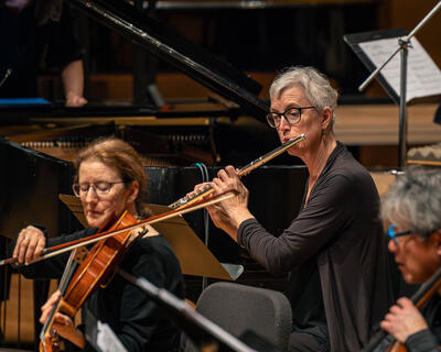 A member of the eco ensemble performs