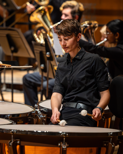 a drummer in the UC Berkeley Wind Ensemble